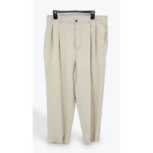 Tommy Bahama 100% Silk Pleated Front Beige Trousers Mens Size‎ 36